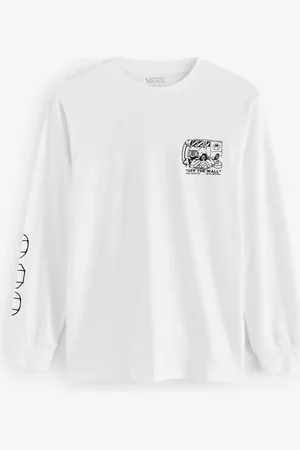 Vans Mens Next Stop Long Sleeve 100% Cotton White T-ShirtLarge