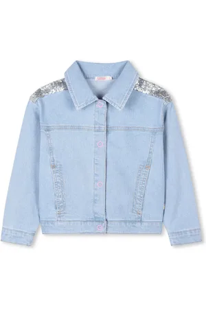 Billieblush Blauw cropped spijkerjack met logo en pailletendetails4 Jaar (104cm)