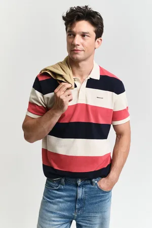 GANT Block Stripe Short Sleve 100% Cotton Polo ShirtXL