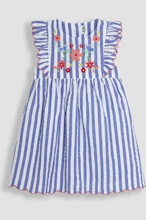 JoJo Maman Bébé Appliqué Seersucker Summer Dress104110cm