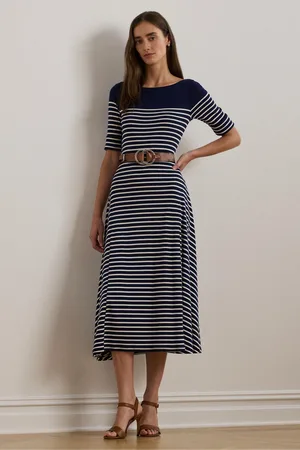 Ralph Lauren Striped Cotton Midi DressXL