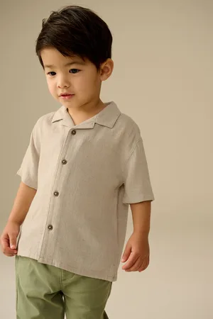 Next Short Sleeves Linen Blend Revere Collar Shirt (3mths-7yrs)3
