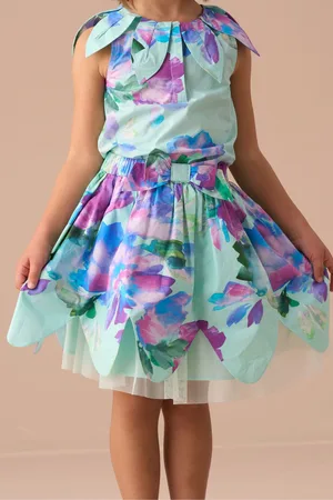 Angel & Rocket Darcy Mint Petal Print 100% Cotton Skirt8 Jaar (128 cm)