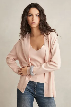 Reiss Lucy Lyocell Blend V-Neck Cardiganmedium