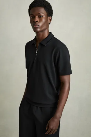 Reiss Albany Textured Half-Zip Polo ShirtL