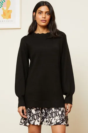 Love & Roses 2 in 1 Chiffon Skirt Knitted Mini Jumper Dress38