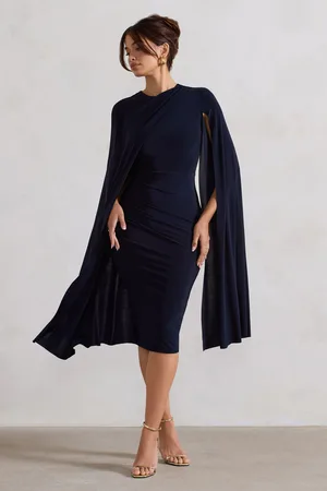 Club L Marysol Asymetric Cape Midi Dress38