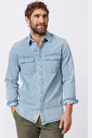 Aubin Blue Detuyll Selvedge 100% Cotton Denim Shirtlarge