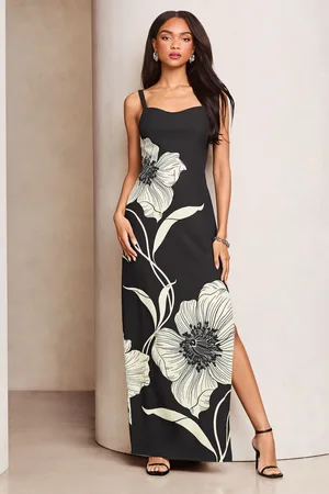 Lipsy London Floral Stem Printed Strappy Midi Dress34