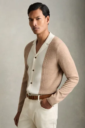 Reiss Poland Wool Colourblock Knitted ShirtL