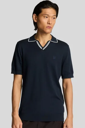 Lyle & Scott 100% Cotton Tipped Knitted Open Collar Polo JumperXXL