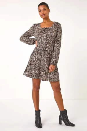 Roman Animal Print Bow Mini Dress40