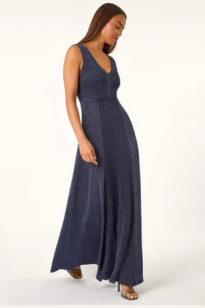 Roman Petite Metallic Knit Midi Dress40
