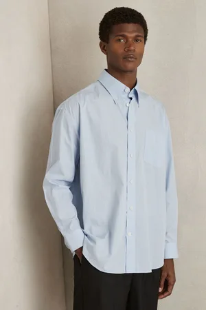Reiss Breathe Oversized Poplin Stripe 100% Cotton Shirtlarge