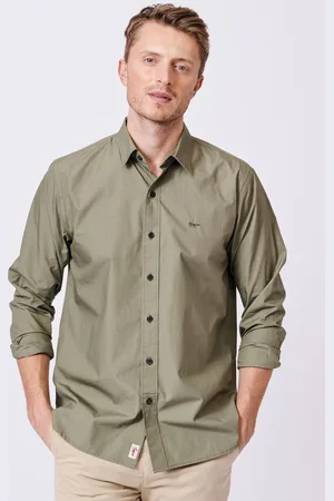 Aubin Green Chase Poplin 100% Cotton Shirtxlarge