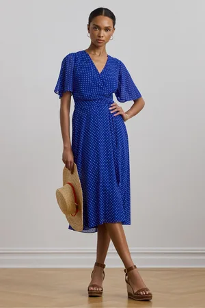 Ralph Lauren Polka-Dot Belted Crinkle Georgette Dress42