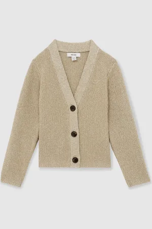 Reiss Mika Metallic-Knit V-Neck Cardigan13