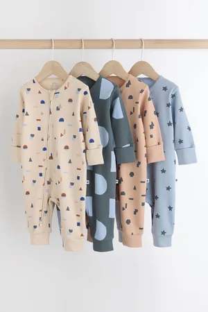 Next Verpakking van 100% bedrukte katoenen voetloze babypyjama