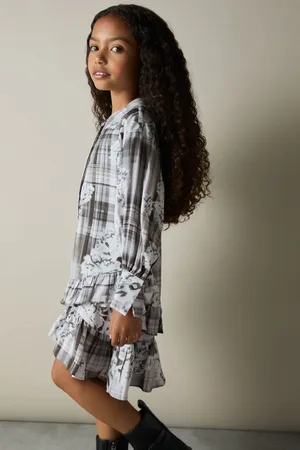 Reiss Alodie Floral-Check Tiered-Frill Dress12