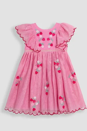 JoJo Maman Bébé Scallop Sleeve Embroidered Tulle Party Dress7480cm