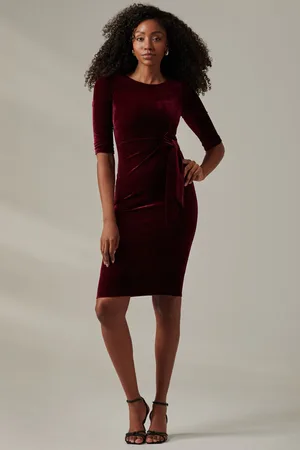 Jolie Moi Velvet Side Tie Midi Dress42
