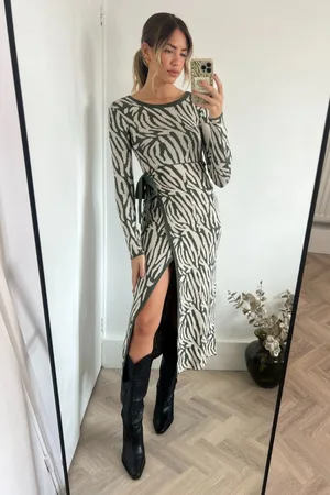 Style Cheat Renee zebra jacquard gebreide midaxi-jurkS