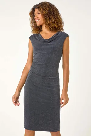 Roman Shimmer Stretch Cowl Neck Dress42