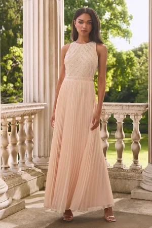Lipsy London Embelished Bodice Pleated Bridesmaid Maxi Dress36