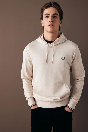Fred Perry 100% katoenen pullover-hoodie met gestreepte randenS