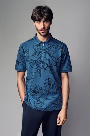 Next Pattern Quarter Zip 100% Cotton Polo Shirt4XL