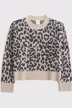 Abercrombie & Fitch Leopard Print Intarsia Knitted Brown Jumper15