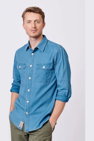 Aubin Blue Foston Denim 100% Cotton Shirtlarge