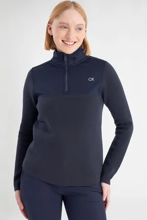 Calvin Klein Blue Cecily Hybrid Quarter Zip Sweater40