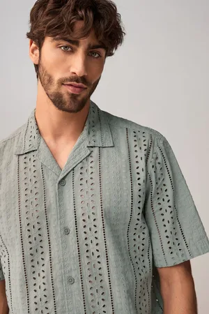 Next Overhemd van 100% katoen met korte mouwen en broderie en textuur2X-Large