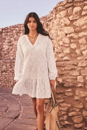 Next 3D Cornelli Embelished Long Sleeve Tiered 100% Cotton Mini Dress44