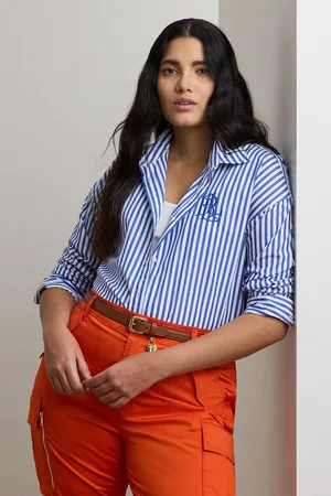 Ralph Lauren Blue Curve Kotta Stripe Embroidered Logo Shirtxxxlarge