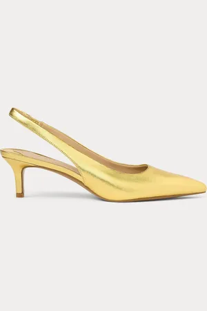 Ralph Lauren Gold Lolah II Metallic Leather Slingback Pump Heeled Shoeseu38
