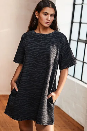 Next 100% Cotton Short Sleeve Denim T-Shirt DressS Tall