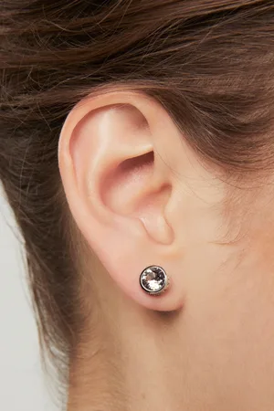 Karen Millen Silver Tone Crystal Dot Stud EarringsEén