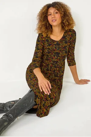 Roman Floral Print Button Detail Midi Dress42