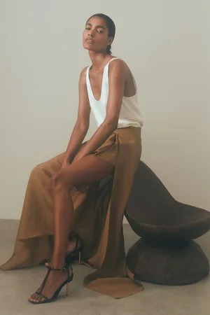 Reiss Amara Drape Front Maxi Skirt36
