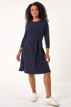 Roman Petite Ribbed Tie Waist Detail Dress40