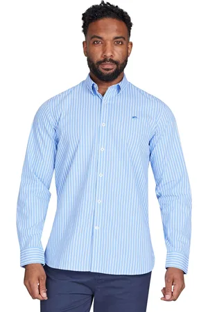 Raging Bull Blue Long Sleeve Classic Stripe 100% Cotton Shirtxxxxlarge
