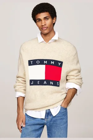 Tommy Hilfiger Regular Fit Cream Melange Flag SweaterM
