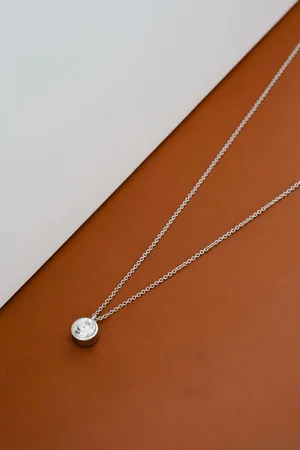 Karen Millen Silver Tone Crystal Dot Pendant Necklaceeen