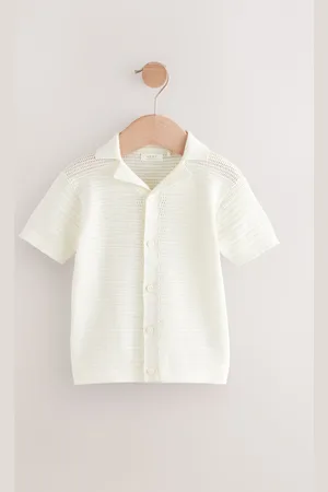 Next Textured Revere Collar Short Sleeve Knitted 100% Cotton Polo Shirt (3mths-7yrs)12