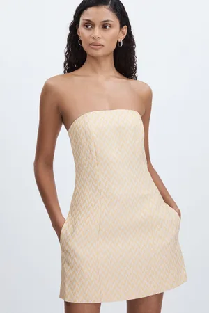 Anna Quan Strapless Chevron-Weave Mini Dress36