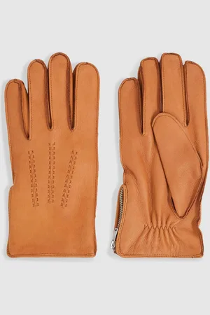 Reiss Iowa Leather Zip-Side GlovesM