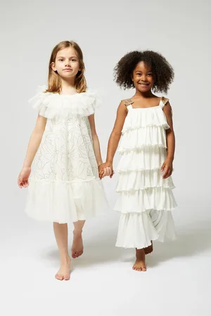 Billieblush Cream Square Neck Ruffle Floral Mini Occasion Party Dress4 Jaar (104cm)