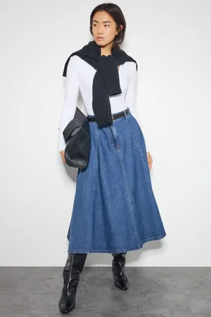 Monsoon Sara Denim A-Line Midi 100% Cotton Skirt38